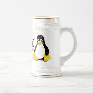 Linux-Logo mit Tux-Produkten Bierglas