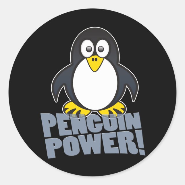 Linux Penguin Power Runder Aufkleber (Vorderseite)