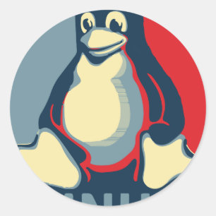 Linux-Smoking-Pinguin klassisches Obama-Plakat Runder Aufkleber