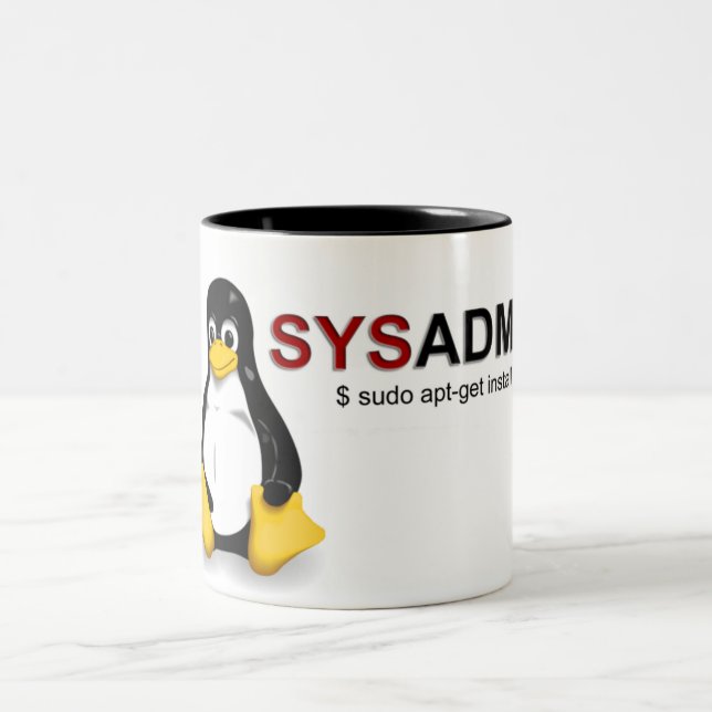 Linux-System Admin Zweifarbige Tasse (Mittel)