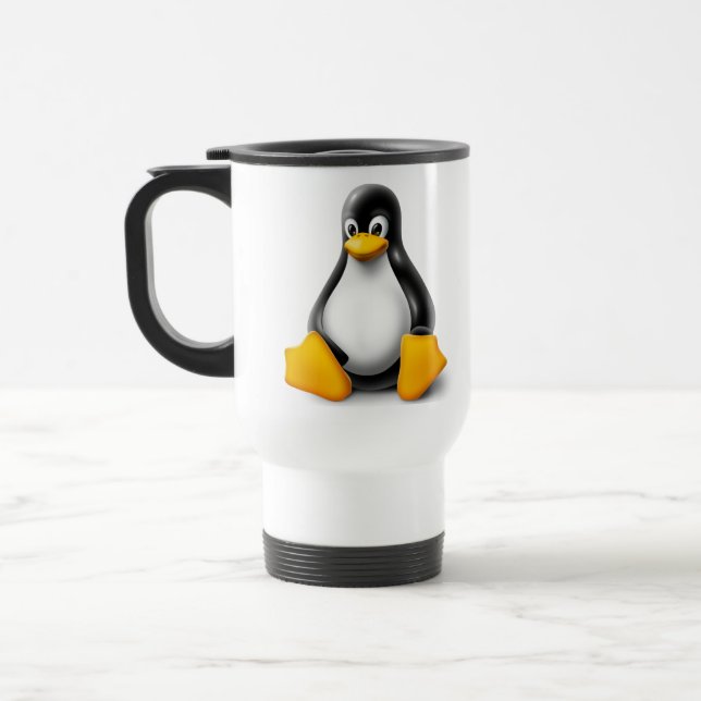 Linux Tux der Pinguin Reisebecher (Links)