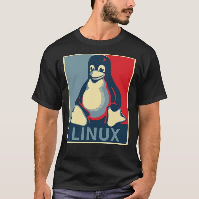 Linux tux pingouin obama poster T-shirt classique (Devant)