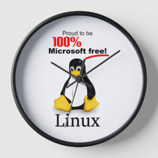 Linux Wall Clock mit Black Trim - Microsoft Free Uhr
