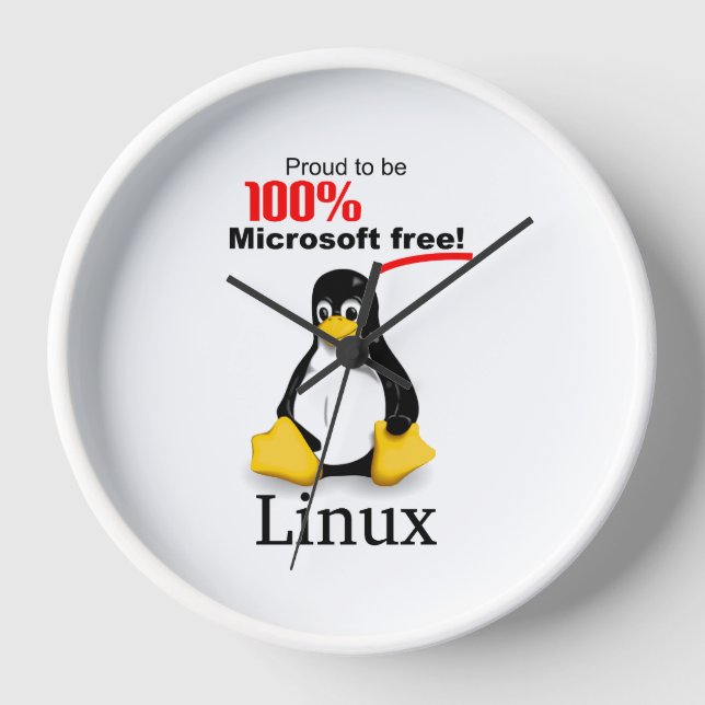 Linux Wall Clock mit White Trim - Microsoft Free Uhr (Vorderseite)