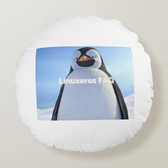 Linuxeros FAQ Rundes Kissen (Vorderseite)