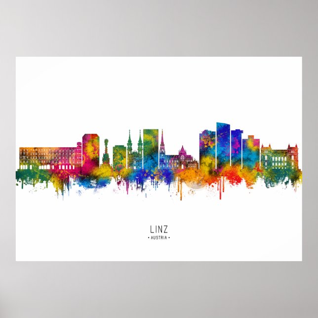 Linz Österreich Skyline Poster (Vorne)