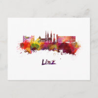 Linz skyline im Watercolor