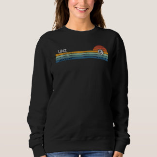 Linz Upper Austria Retro Sunset Rainbow Synth Stri Sweatshirt