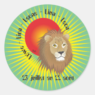 Lion 23 juillet au 22 août Autocollants Runder Aufkleber