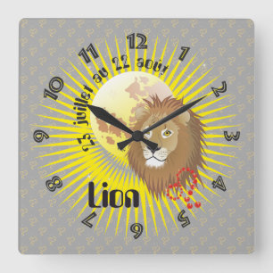 Lion 23 juillet au 22 août Horloge Quadratische Wanduhr