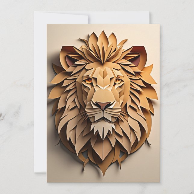 Lion 3D Paper Art Design T - Shirt Einladung (Vorderseite)