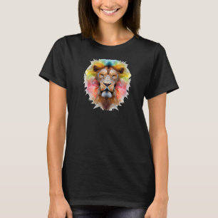 Lion Abstrakt Polygon Cool Geometric Wild Animal T-Shirt