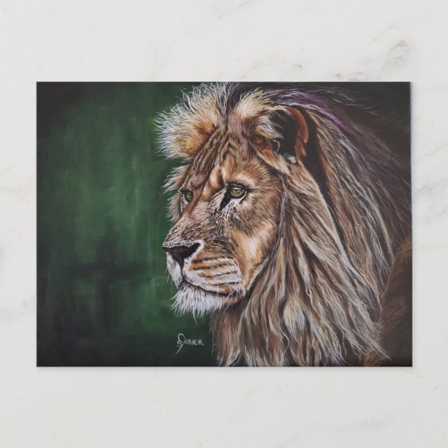 Lion Acrylic Painting Post Card Postkarte (Vorderseite)