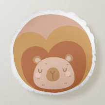 Lion adorable - Coussin rond animal mou et doux