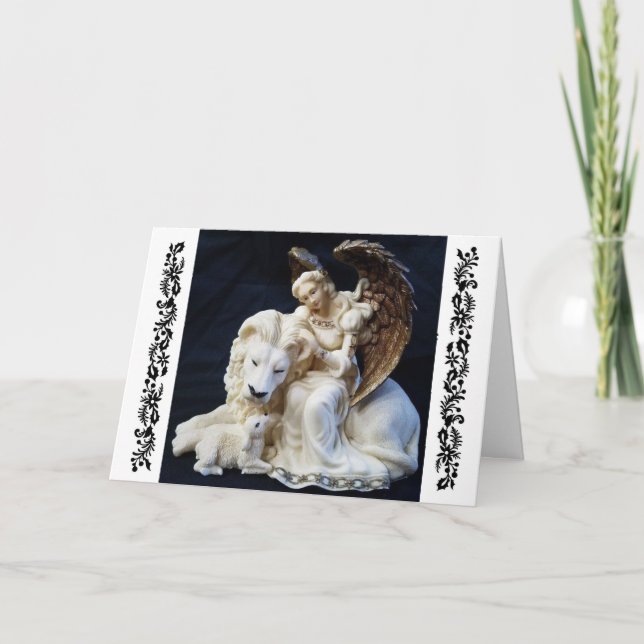 Lion, agneau et Ange - Carte de Noël (Devant)