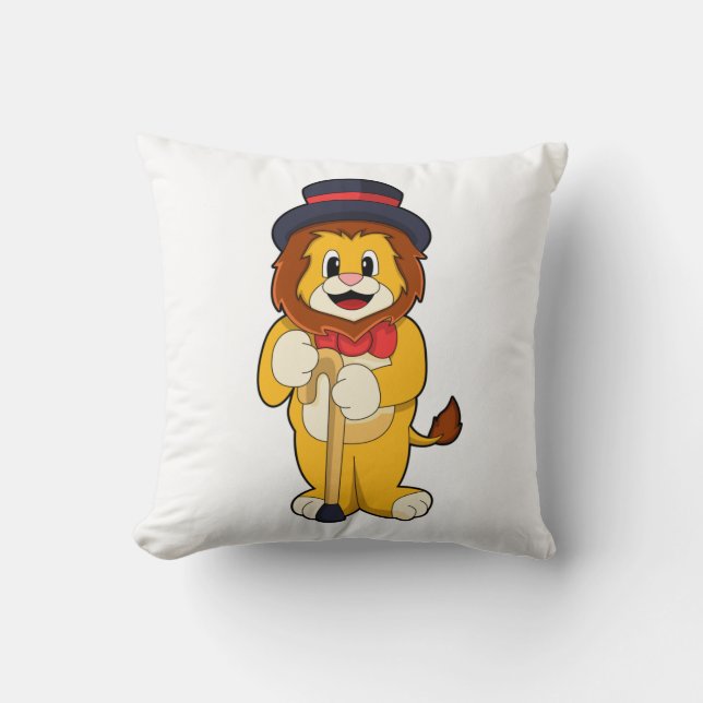 Lion als Gentleman mit Hat Kissen (Vorderseite)