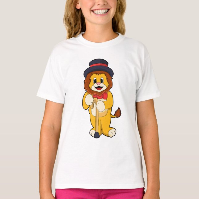 Lion als Gentleman mit Hat T-Shirt (Vorderseite)