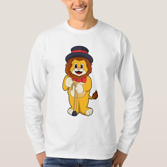 Lion als Gentleman mit Hat T-Shirt (Vorderseite)