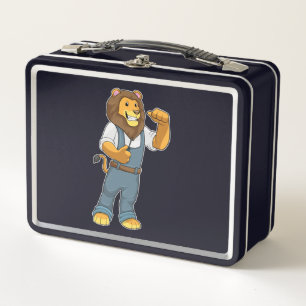 Lion als Handyman Schraubenzieher Metall Brotdose