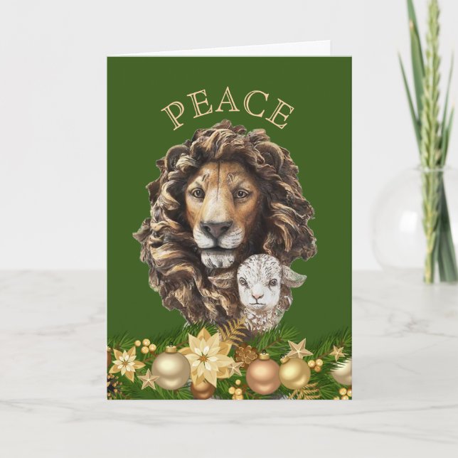 Lion and Lamb Religiöse Weihnachtskarte Feiertagskarte (Vorderseite)
