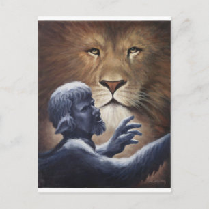 Lion and Statue Postkarte
