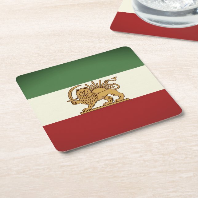 Lion and Sun Rustic Flag Paper Coaster Rechteckiger Pappuntersetzer (angewinkelt)