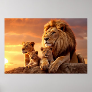 Lion Animal Nature Majestic Wilderness Poster