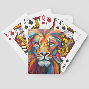 Lion Animal Portrait Farbige Malerei Spielkarten
