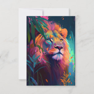 Lion Animal Portrait Painting Wildlife Outdoor Dankeskarte