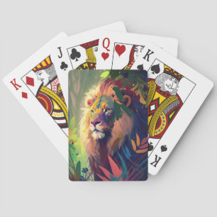 Lion Animal Portrait Painting Wildlife Outdoor Spielkarten