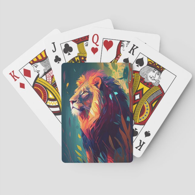 Lion Animal Portrait Painting Wildlife Outdoor Spielkarten (Rückseite)