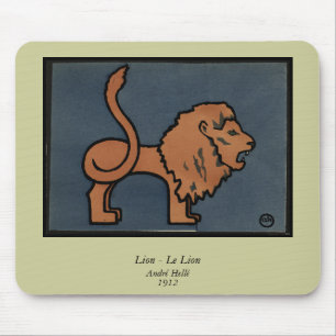 Lion - Antike, farbenfrohe Buchillustration Mousepad