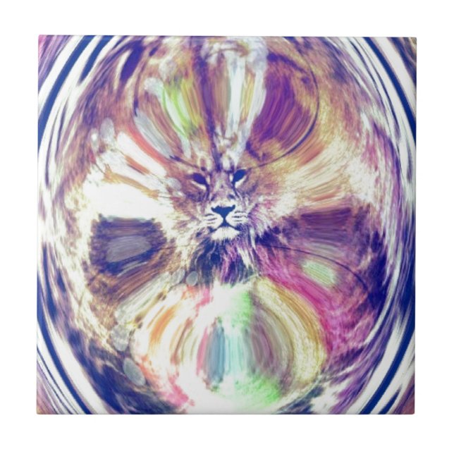 Lion Around Digital Art Fliese (Vorderseite)