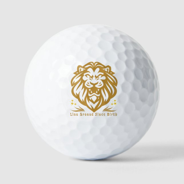 Lion Around Since Birth : Funny Lazy Lion Design Golfball (Vorderseite)