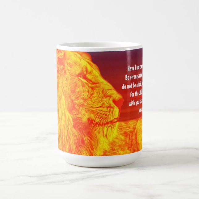 Lion Art Faith Courage Écriture Mug Cup (Centre)