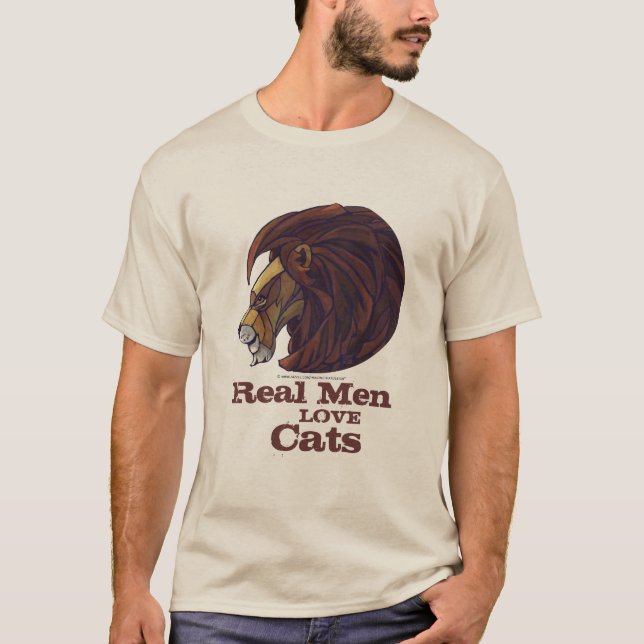 Lion Art Real Men Liebe Cats T - Shirt (Vorderseite)