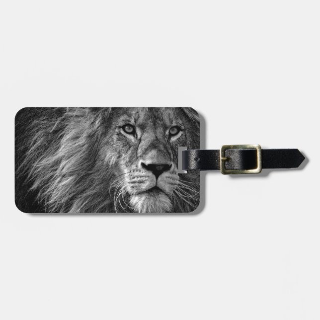 Lion Artwork Black & White Gepäckanhänger (Vorderseite horizontal)