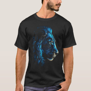 Lion Artwork Blue Eyes Art Zoo T-Shirt