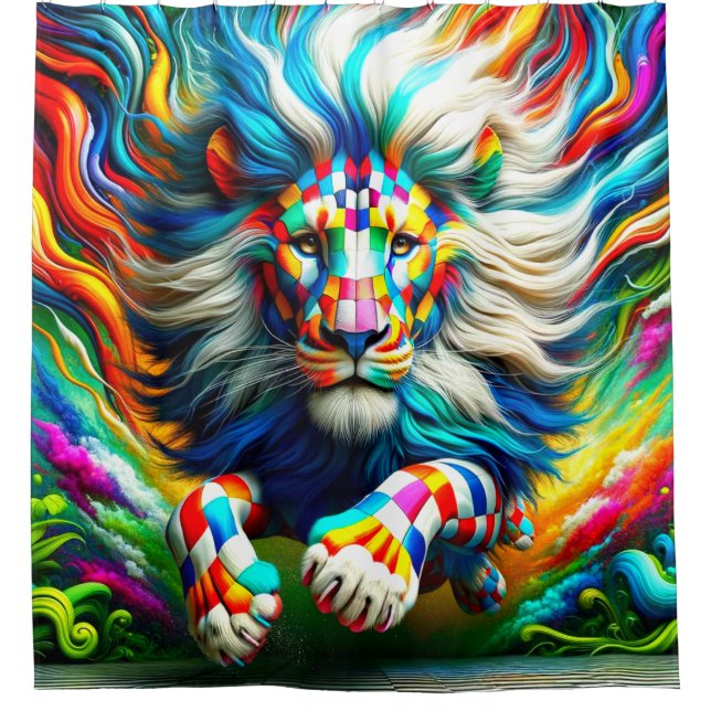 Lion Artwork Duschvorhang (Vorderseite)