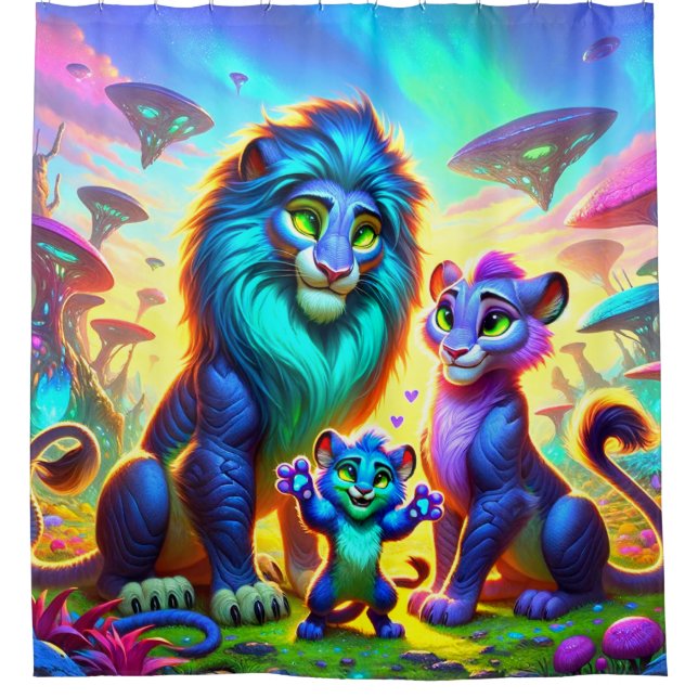 Lion Artwork Duschvorhang (Vorderseite)