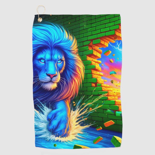 Lion Artwork Golfhandtuch (Vorderseite)