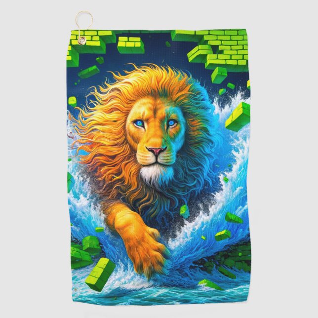 Lion Artwork Golfhandtuch (Vorderseite)
