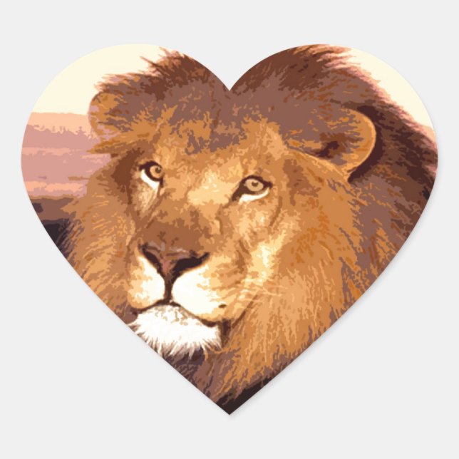 Lion Artwork Herz-Aufkleber (Vorderseite)