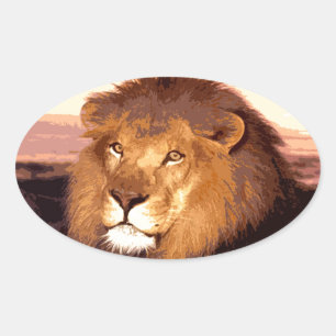 Lion Artwork Ovaler Aufkleber