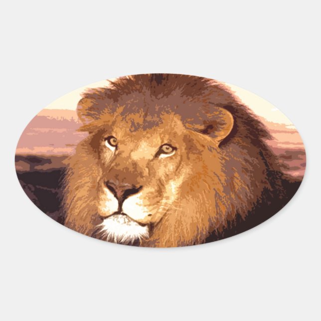 Lion Artwork Ovaler Aufkleber (Vorderseite)