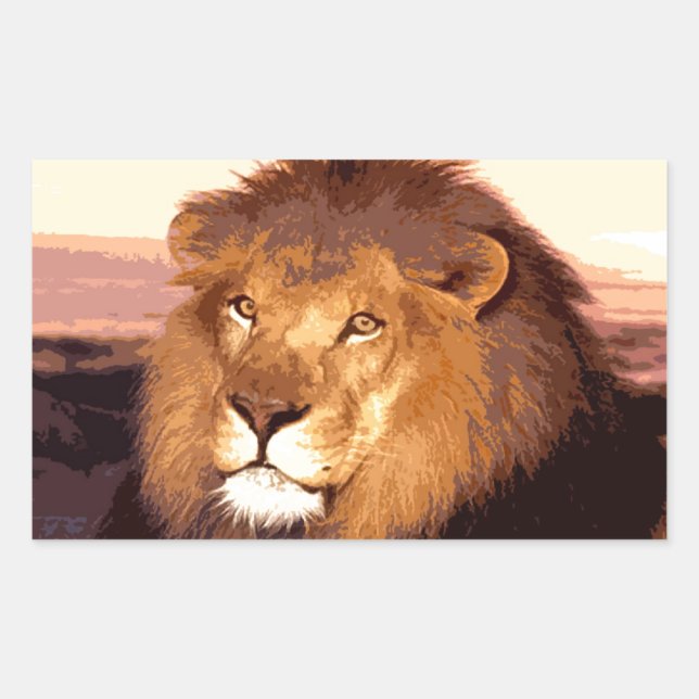 Lion Artwork Rechteckiger Aufkleber (Vorderseite)