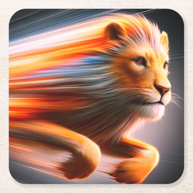 Lion Artwork Rechteckiger Pappuntersetzer (Vorderseite)