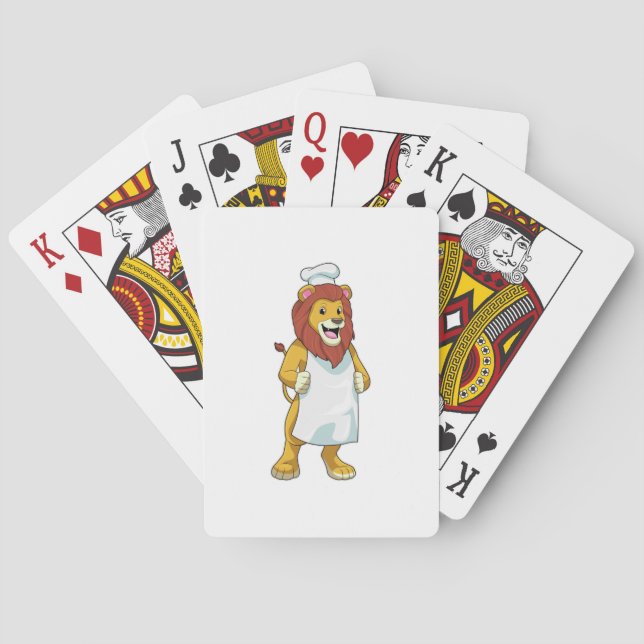 Lion as Cook mit Koch Hut & Kochen Schürze Spielkarten (Rückseite)