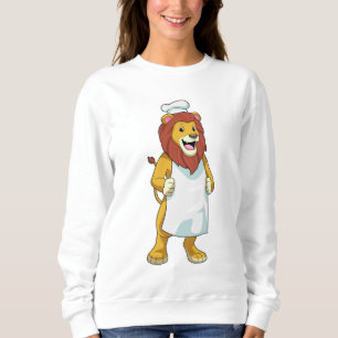 Lion as Cook mit Koch Hut & Kochen Schürze Sweatshirt