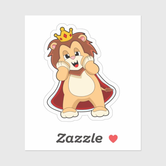 Lion as King mit Crown.PNG Aufkleber (Blatt)